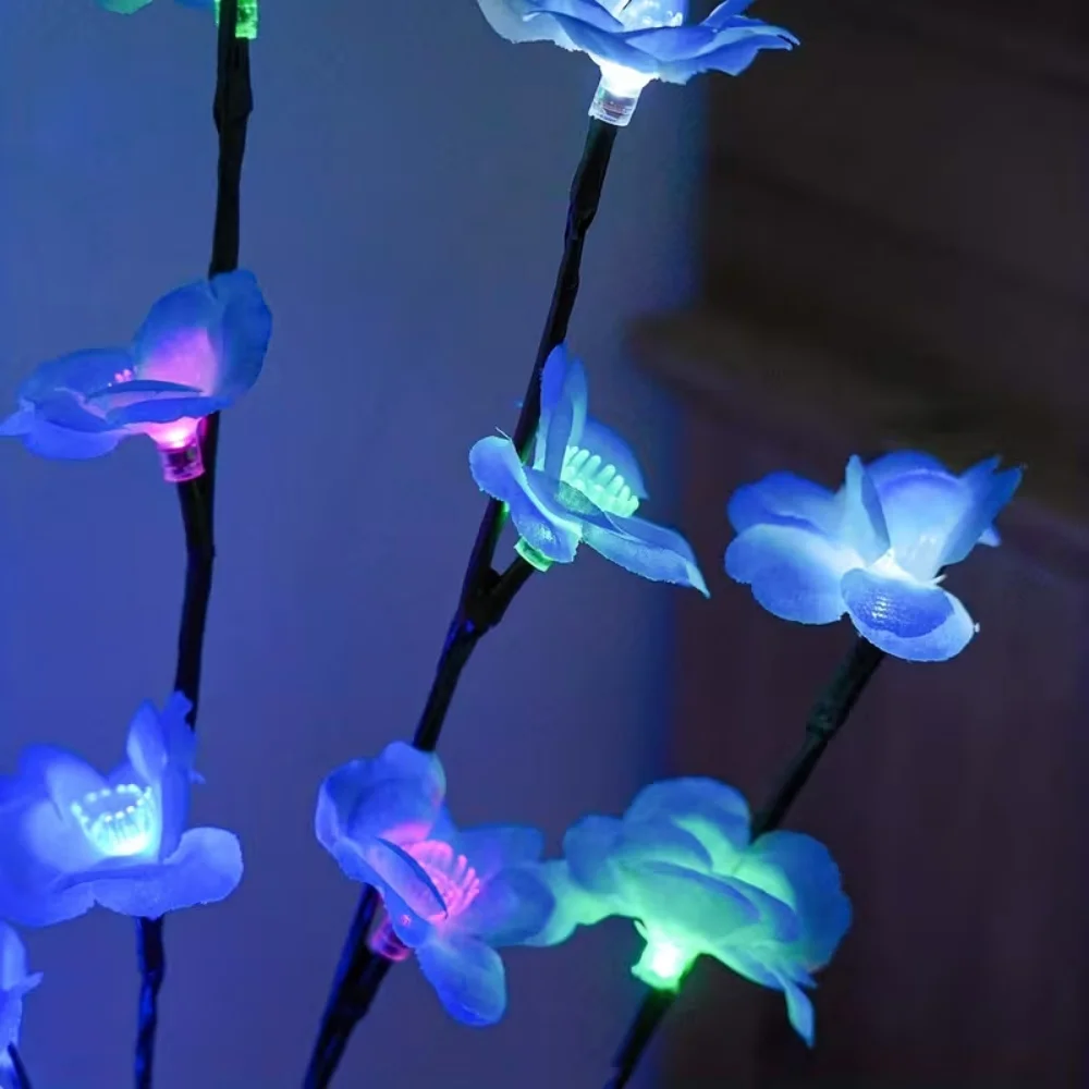 Blue Cherry Blossom Branch Tree Lights Artificial Flower Twig Lamp for Home Office Wedding Valentine's Day Birthday Decor