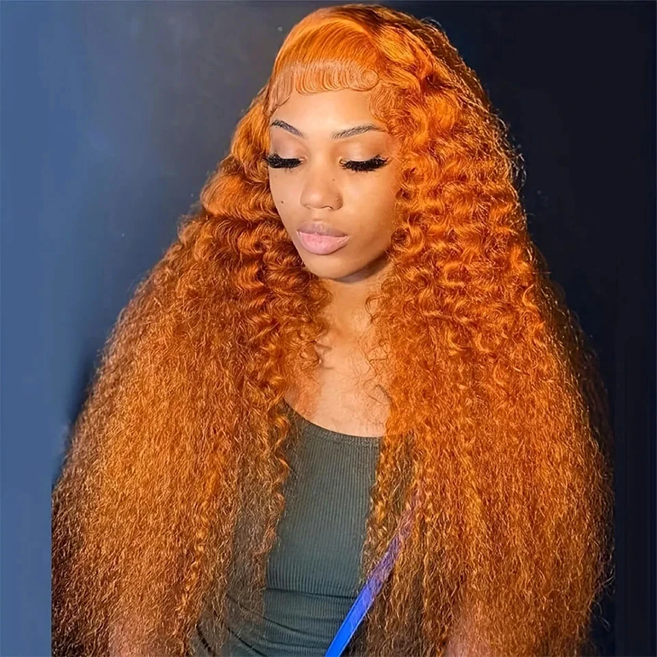 30 Inch 13x4 Water Wave Orange Ginger Lace Front Wig Colored Curly Human Hair Wigs for Women 13x6 Hd Lace Deep Wave Frontal Wigs