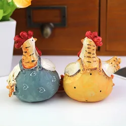 Resin Crafts Couples Pair Chicken Holiday Decorations Study Living Room Decorations Home Glass Ornament Cute Gifts Friends