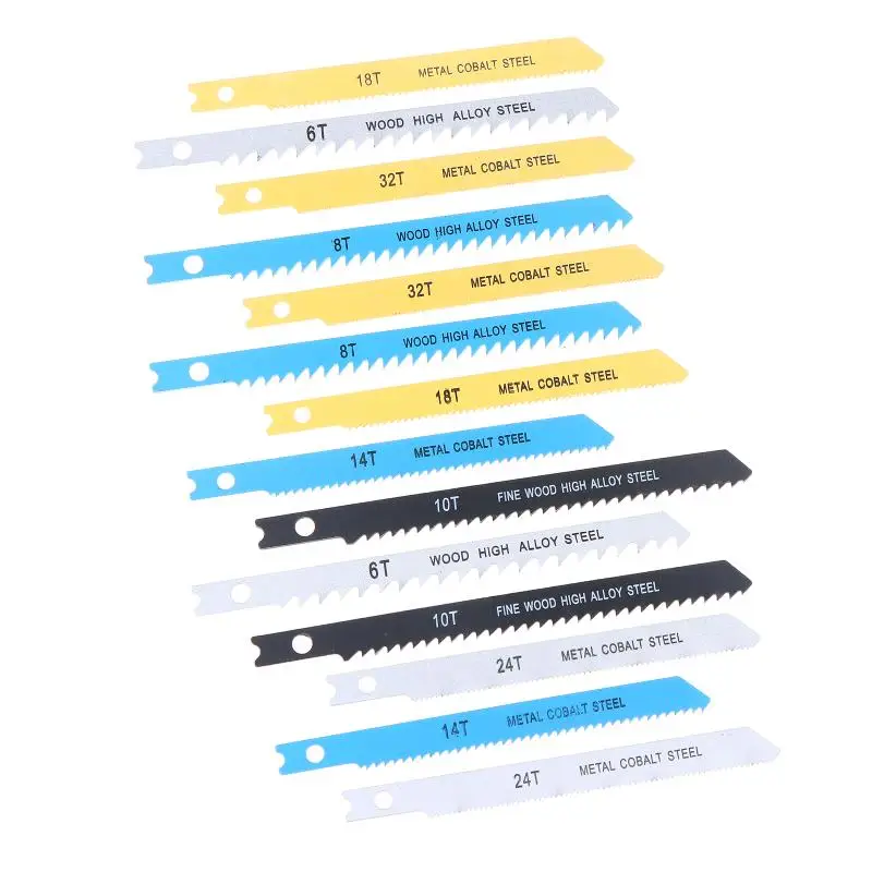 7/14Pcs Jig Saw Blade Set HCS Assorted Saw Blades Fast Cut Down Professional Sharp Jigsaw Blade Woodworking Tool
