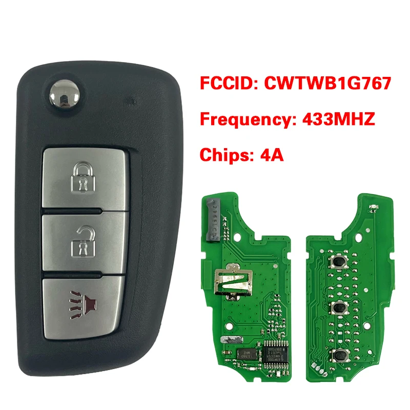 

CN027034 3btn Remote Flip Key fob 434MHz For N-issan Rogue 2014- with PCF7961M chip CWTWB1G767 TWB1G767 28268-4CB1A