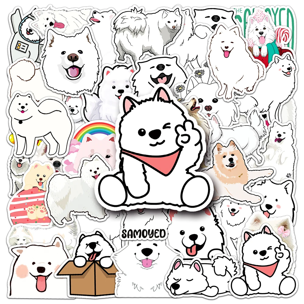 10/30/50Pcs Samoyed Dog Anime Stickers Cute Animal Cartoon Decal Motorcycle Laptop Notebook Suitcase PVC Sticker for Kids Toys