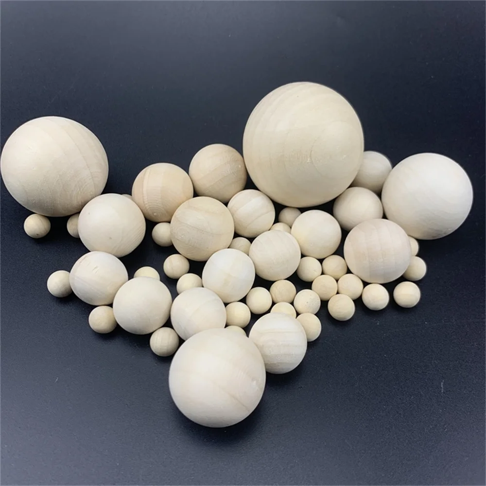 100PCS Natural Wood Beads Unfinished Split Full Round Ball 40mm 45mm 50mm Craft DIY Paint Kid Arts Game Gifts