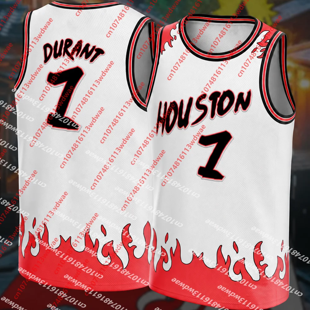 Houston Durant#7 Basketball Jersey Unisex Sleeveless Tank Top Special Edition Mesh Vest For Men Women Basketball Sports Fans