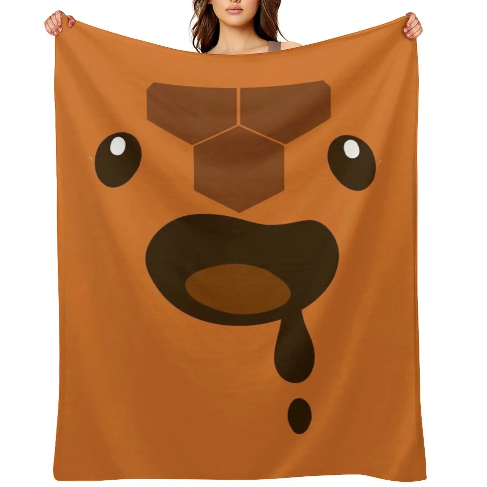 

Honey Slime - Cute Face Cut Out Throw Blanket Soft Plaid on the sofa Designers heavy to sleep Blankets
