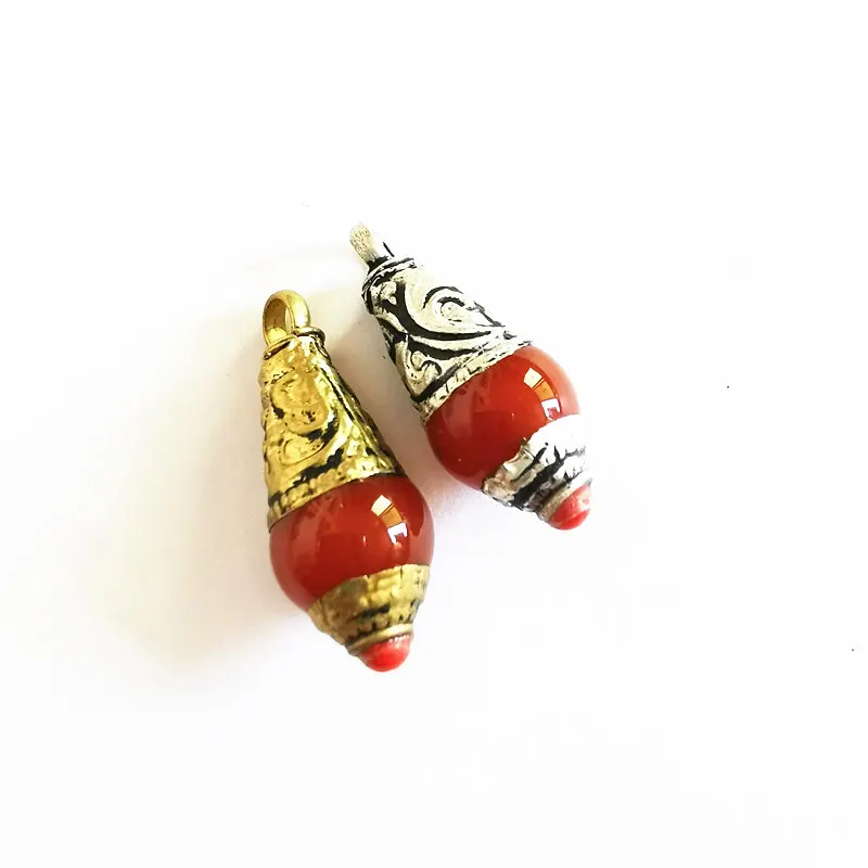 

Nepal Hand Beads Vintage Natural Stone Bead Water Drop Charms Red Agates TBP629