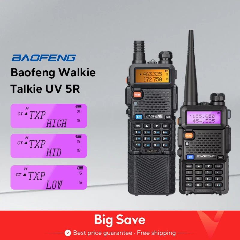Baofeng walkie talkie uv 5r 5w 8w Dual-Band-Schinken Zwei-Wege-Radio vhf uhf fm Hand-Transceiver Jagd 16km