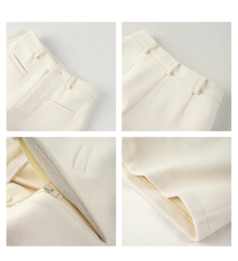 Heiße Mädchen-Shorts aus Wollmischung, elegante, hochtaillierte, schmale A-Linien-Shorts, stylisch, sexy, ultrakurz für Herbst und Winter – Detail 9