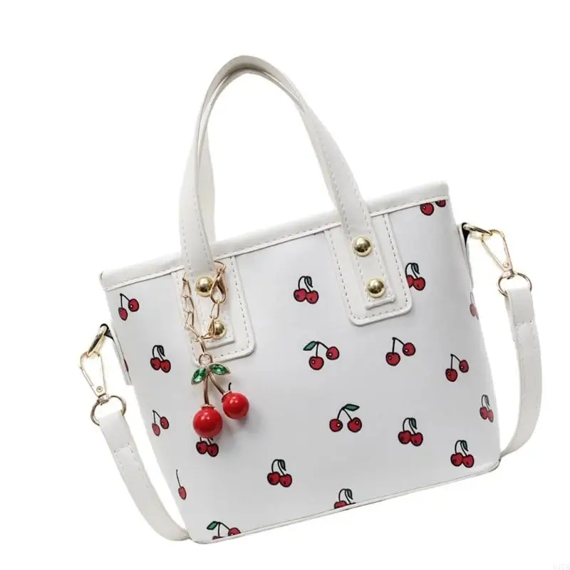 

Women Shoulder Bag Aesthetic Crossbody Bag Cherry Bag PU Leather Bucket Bag Stylish Handbag and Purse 547A