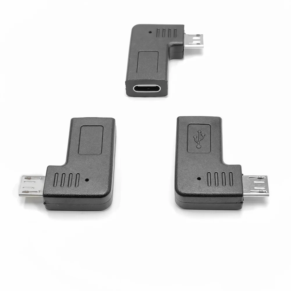 Type C Female to Micro USB Male Adapter Connector Connect Futural Digital Right Angled 90 Degree Adaptor