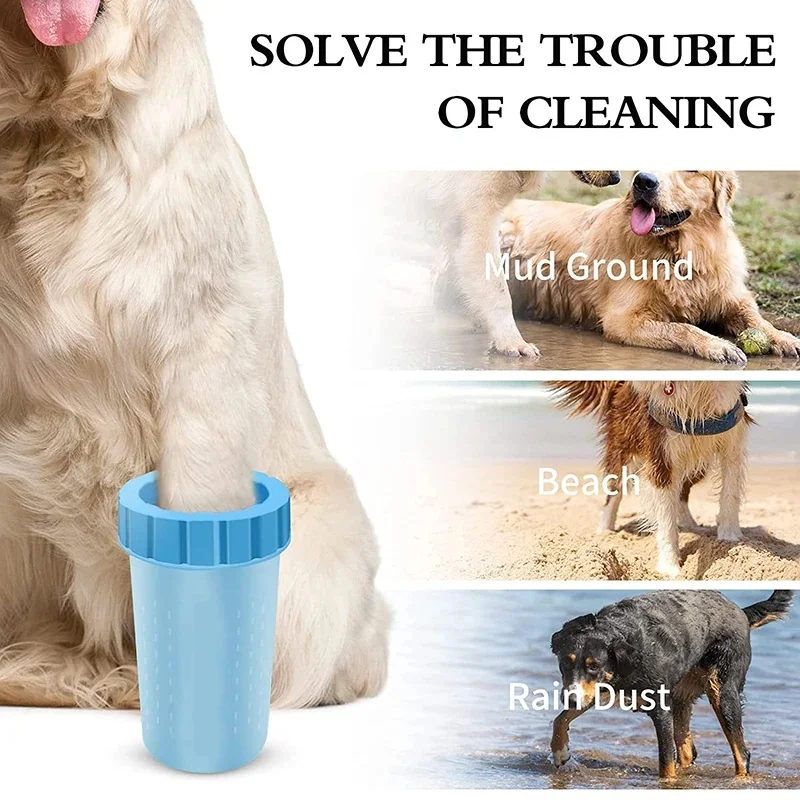 2 in 1 Portable Dog Foot Washer, Presser Foot Cleaning Cup, Pet Paw Cleaner Cup, Dog Paw Cleaning Bath Mud Washer Grooming Brush