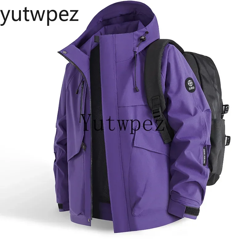 Cycling Camping Waterproof Jacket Men Outdoor Hiking Camping Windbreaker Hooded Softshell Zip Up Coats Lightweight Unisex Coats