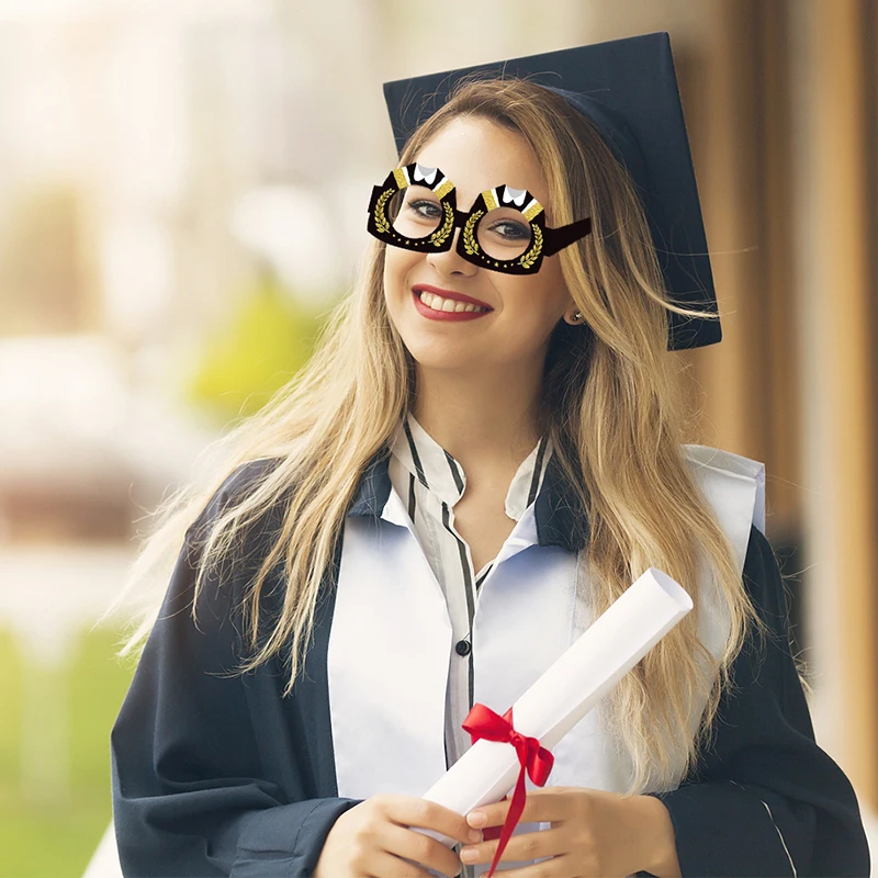 8pcs Graduation Party Decorations 2024 Paper Glitter Glasses Happy Graduation Grad Photo Booth Props Party Graduation Gift