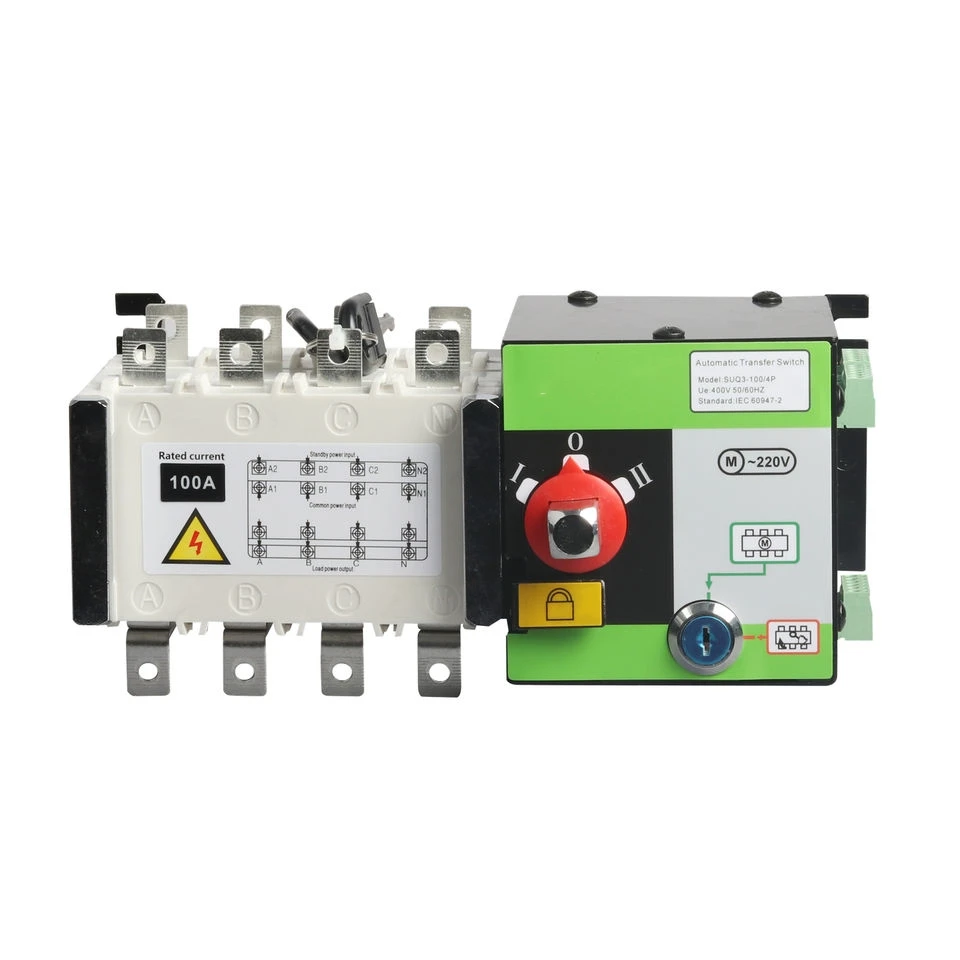 Fast Switching Dual Power ATS SUQ3-100A Fire Control 100 Amp 4 Pole Automatic Transfer Switch