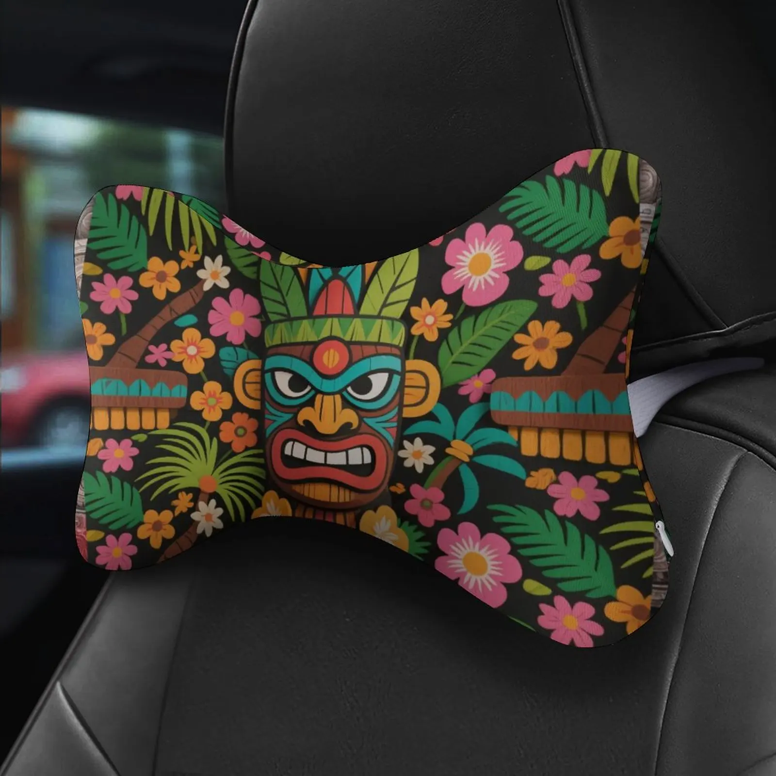 

Tiki Decoration Car Neck Pillow Seat Headrest Pillows Memory Foam Protector Travel Kids Gifts Rest Relax for Gaming Chair