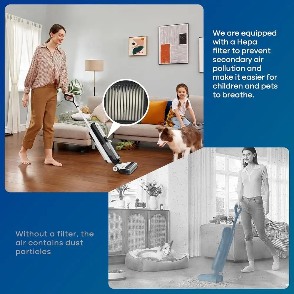 Cordless Wet Dry Vacuum Cleaner Self Cleaning Electrolyzed Water Technology HEPA Filtration System LED Display Voice Guidance