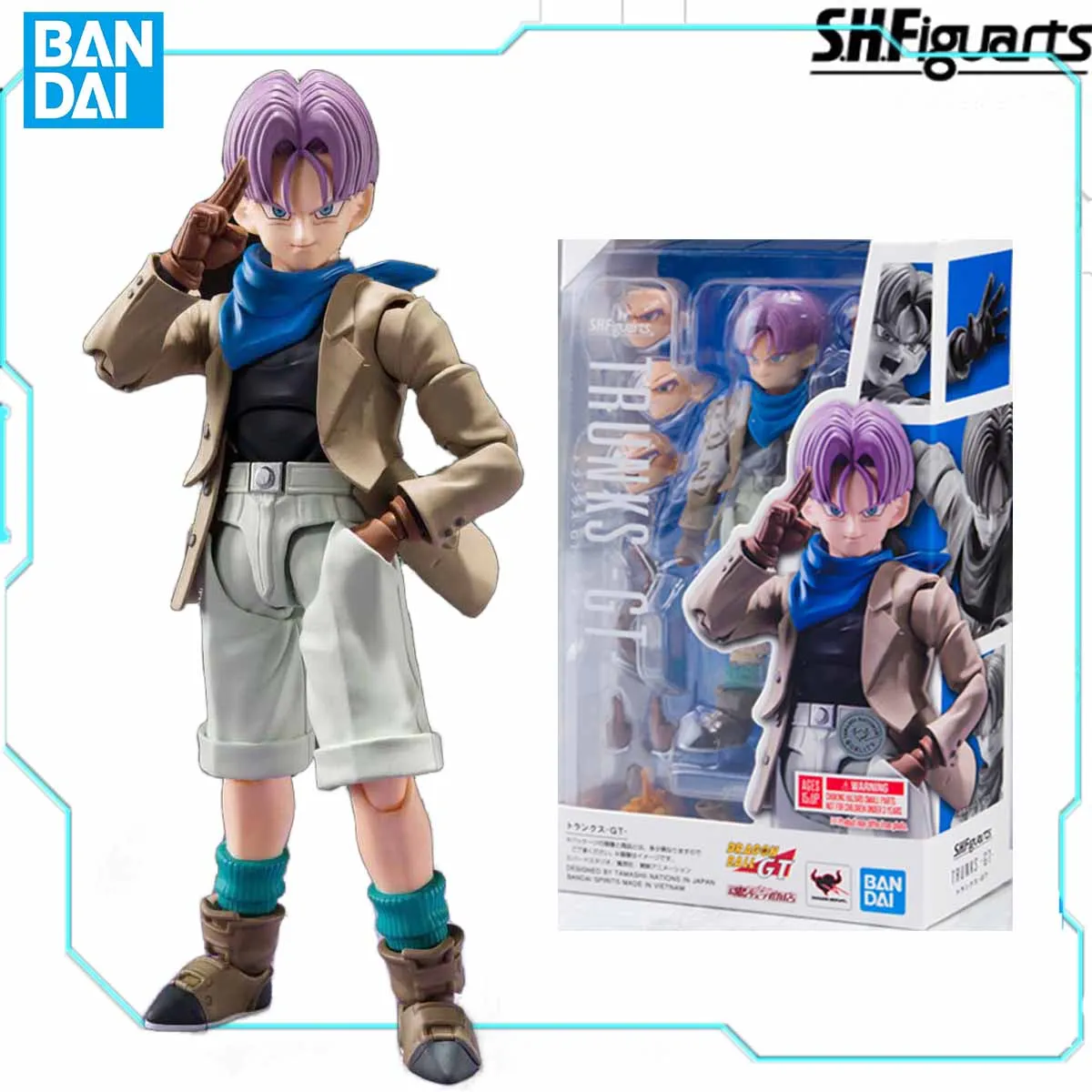 

In Stock Bandai Original Dragon Ball Z S.H.Figuarts SHF Trunks GT Goku Vegeta Animation Action Figure Toy Model Collection Gifts