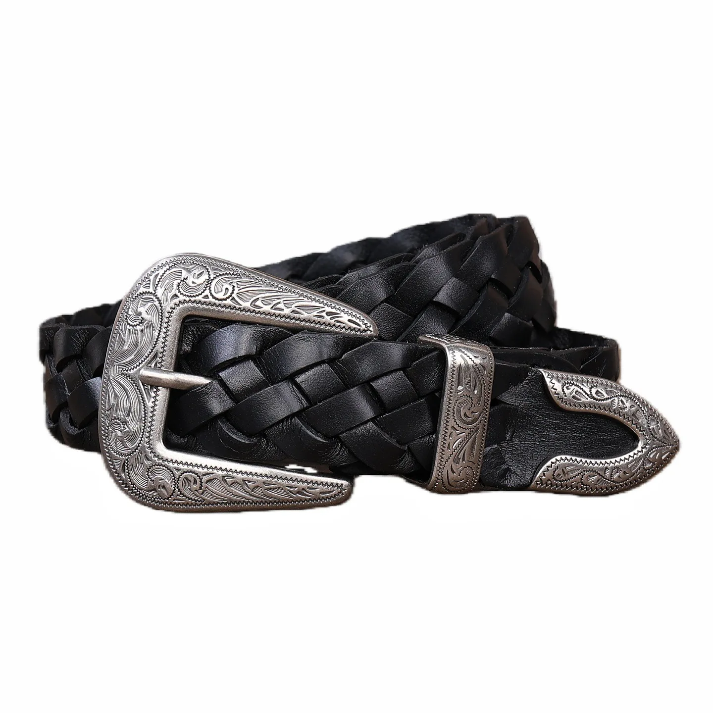New retro niche woven belt for women and men casual and versatile, simple style to match jeans
