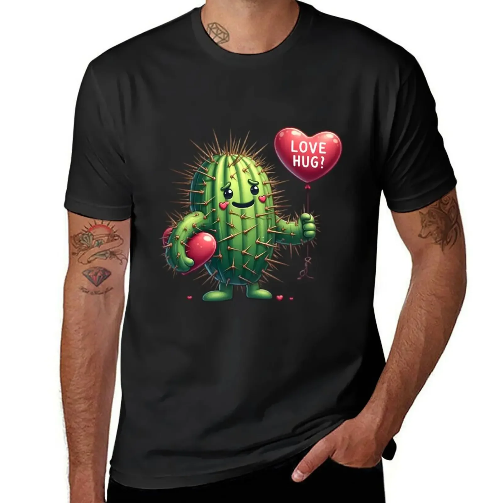 Prickly Love Hug T-Shirt quick drying vintage clothes blacks men workout shirt