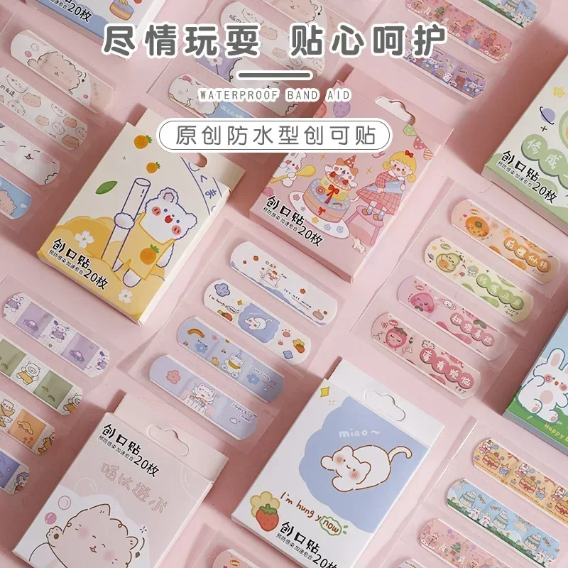 20pcs/set Cute Cartoon Waterproof Adhesive Bandages Plaster Band Aids Patch Wound Strips Dressing for Children Bandages