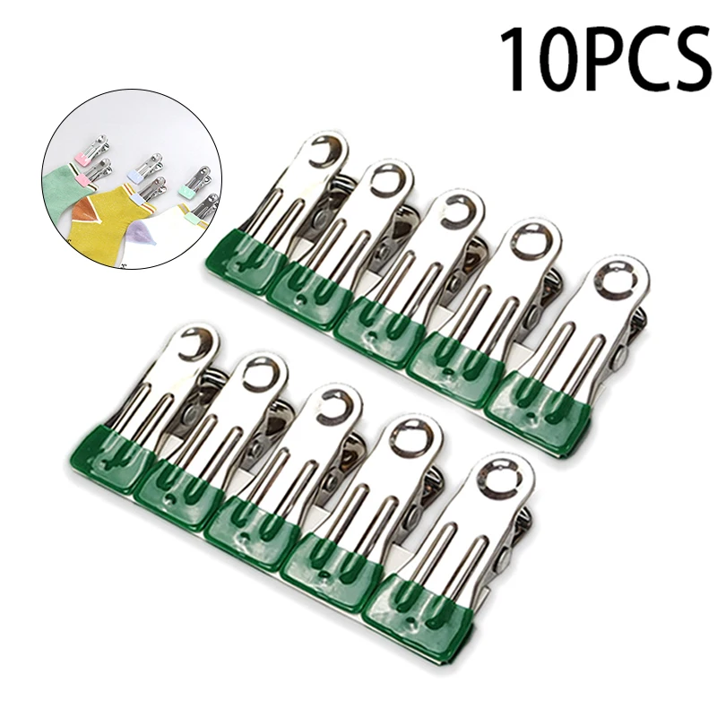 10Pcs Stainless Steel Clothes Peg Household Multipurpose Sealing Clips Windproof Non Slip No Trace Fixed Clamp Airing Clothespin