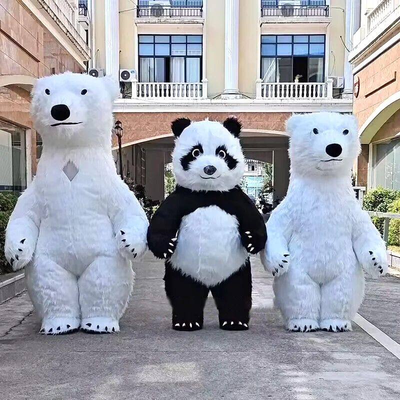 2.6M Giant Inflatable Panda Mascot Costume Plush Polar Bear Adult Walking Inflatable Props Christmas Holiday Performance Suit