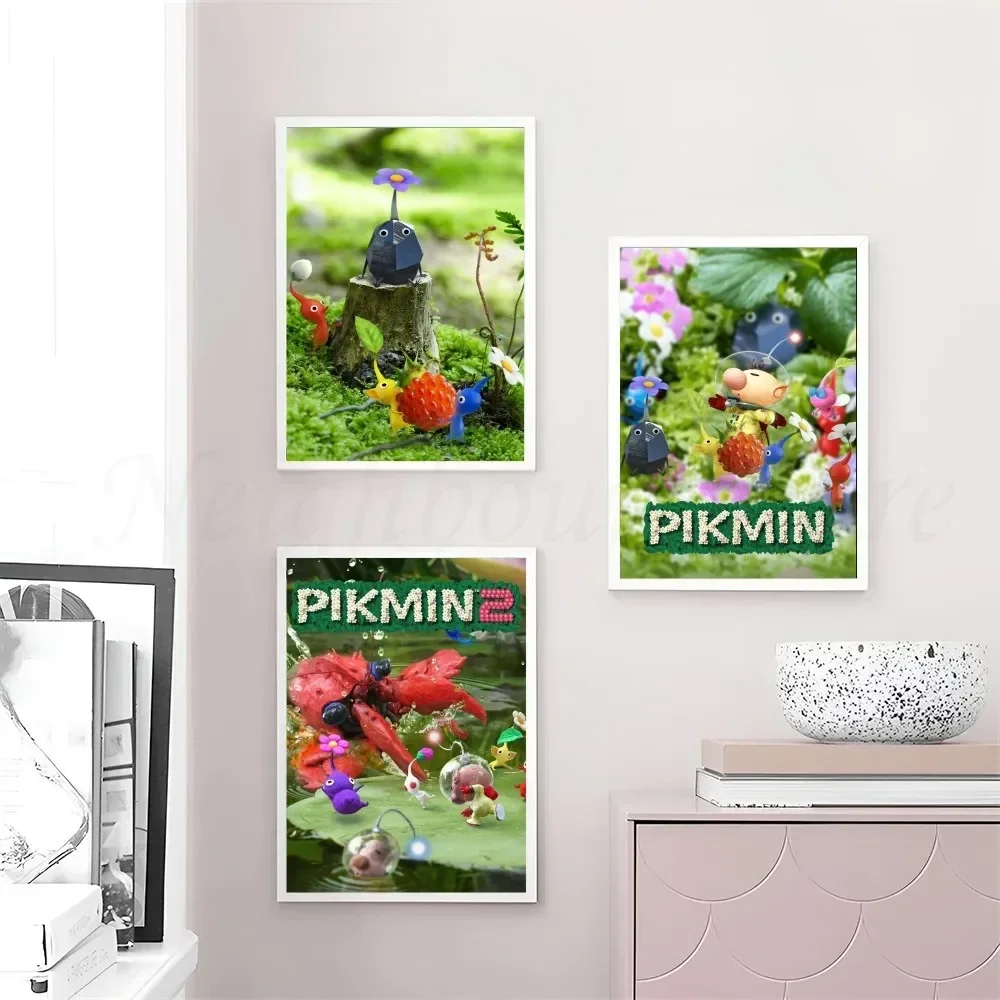 1pc Game Pikmin 4 Poster Stickers Art Wall Murals Decor Game Room Decor Gifts Kawaii HD Painting Cat Cars