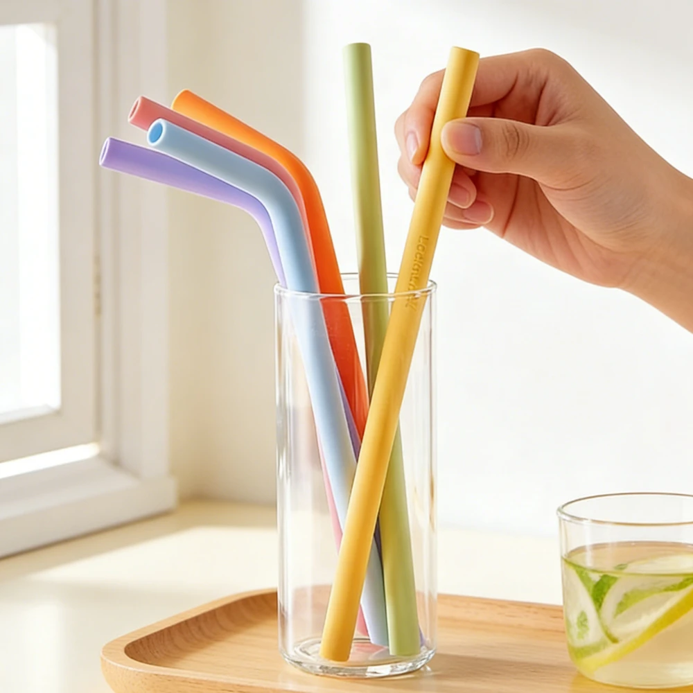 

Силиконовая трубочка для питья с мягким наконечником для детей, для воды, супа, еды, креативная, термостойкая, многоразовая.