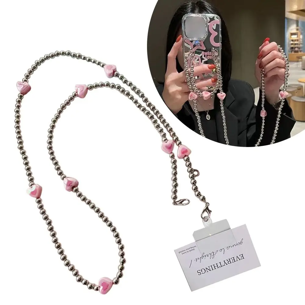 

Y2K телефон ремешок через плечо веревка градиент сердце любовь анти-потерянный телефон цепочка браслет-цепочка для iPhone/Samsung