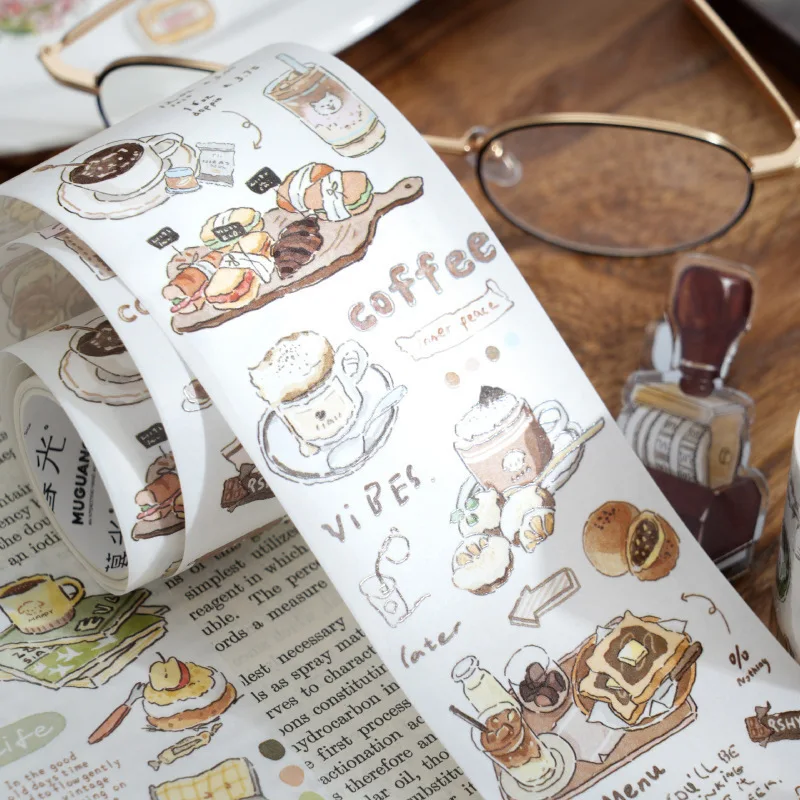 

6*200 см ретро европейские наклейки на ленту с кофейной тематикой, DIY базовый декор для коллажа для ручного счета и украшения для ноутбука