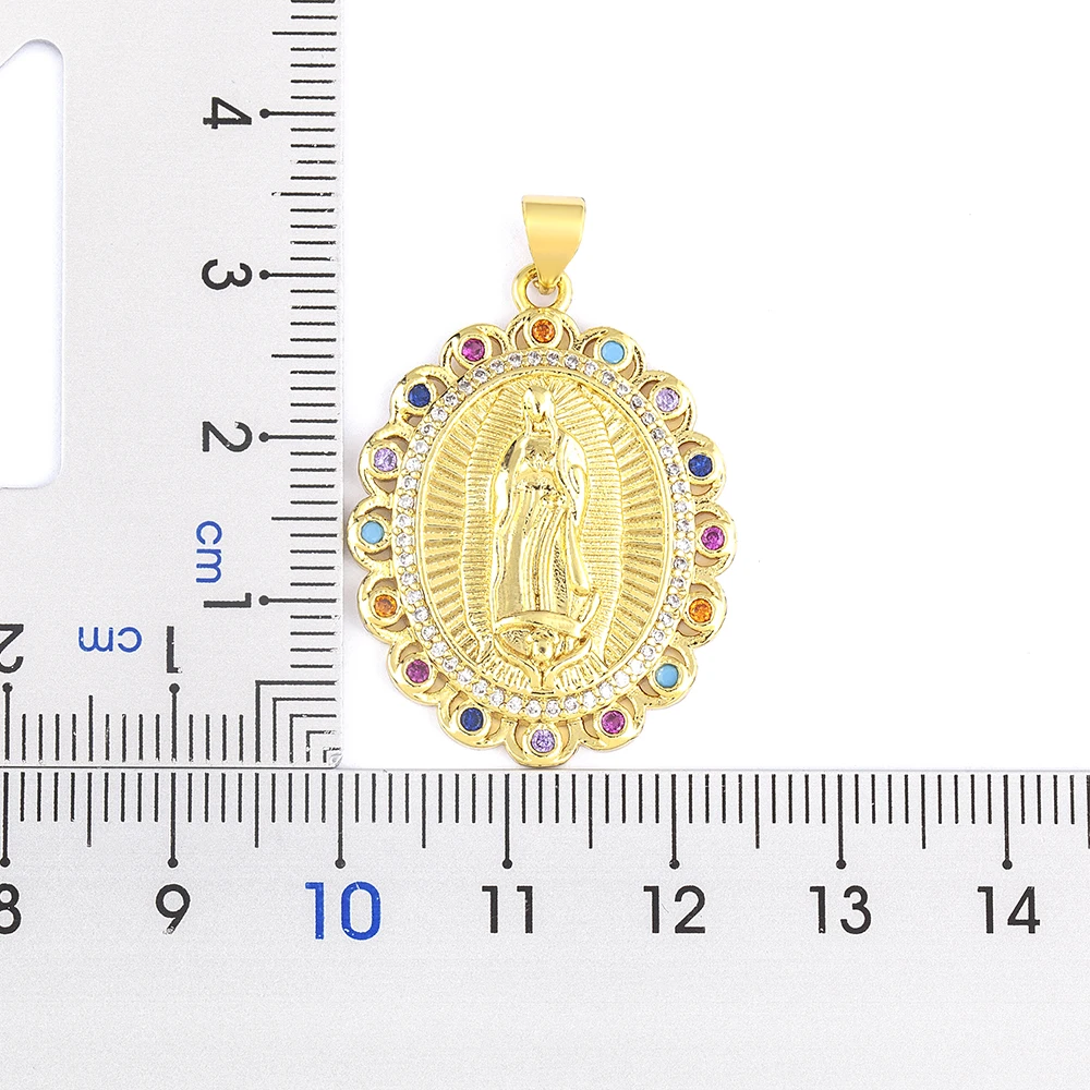 Nidin New Classic Zircon Virgin Mary Necklace Earrings Combination Gold Plated Engagement Jewelry Sets Wedding Anniversary Gift