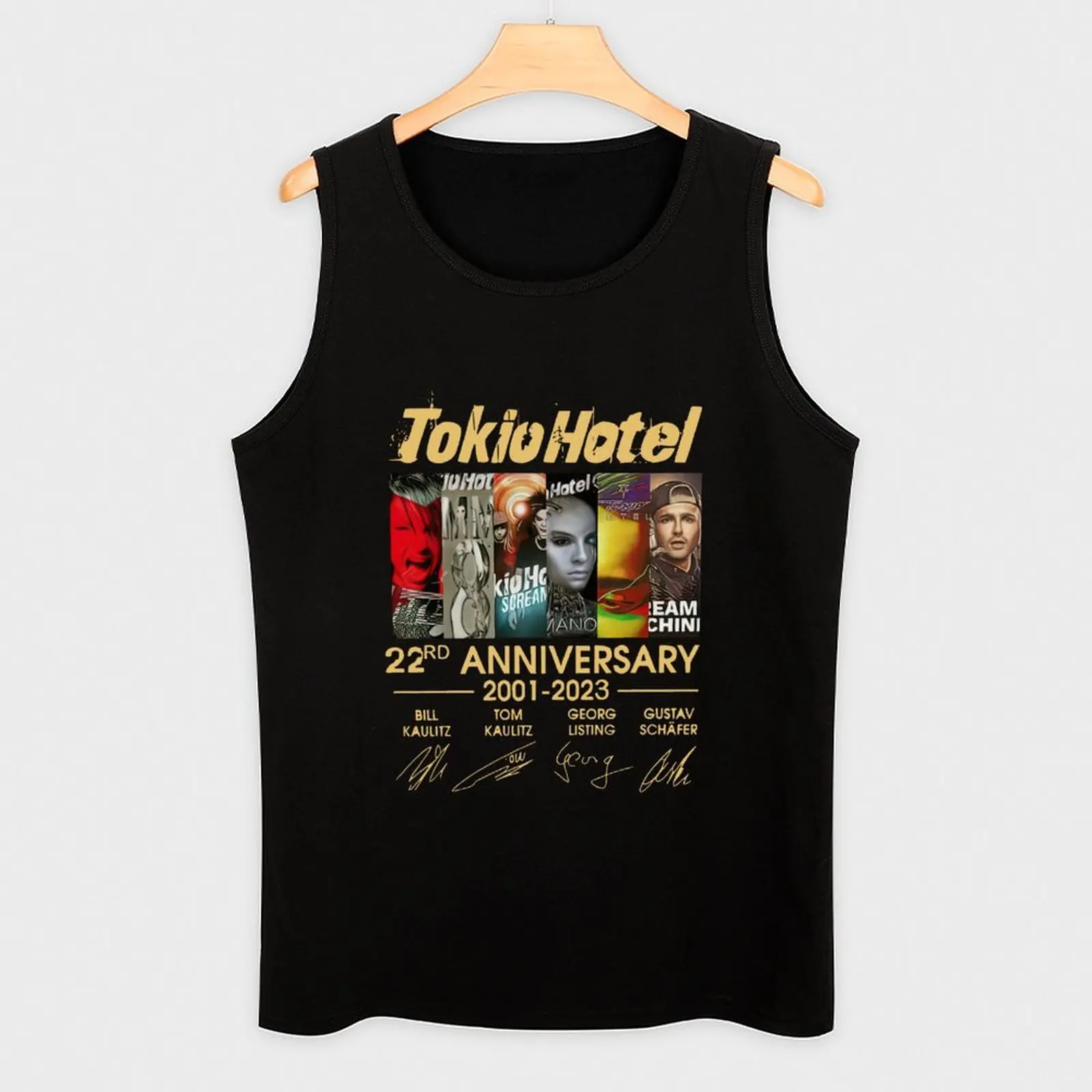 Tokio Hotel 19 aniversario 2001 2020 firmas camiseta sin mangas marcas de ropa de hombre chaleco de baloncesto para hombre
