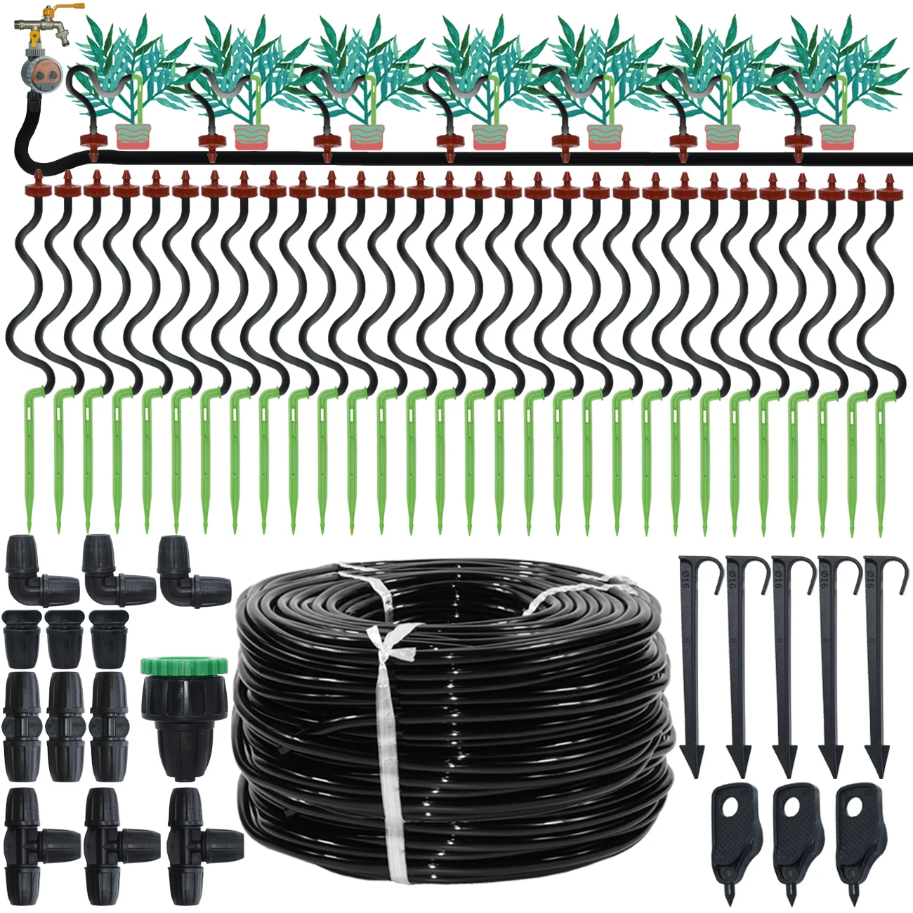 

KESLA Greenhouse 2L/H Drip Irrigation Garden Watering Saving System Kit Bend Arrow Drippers 3/5mm Hose for Plant Potted Bonsai