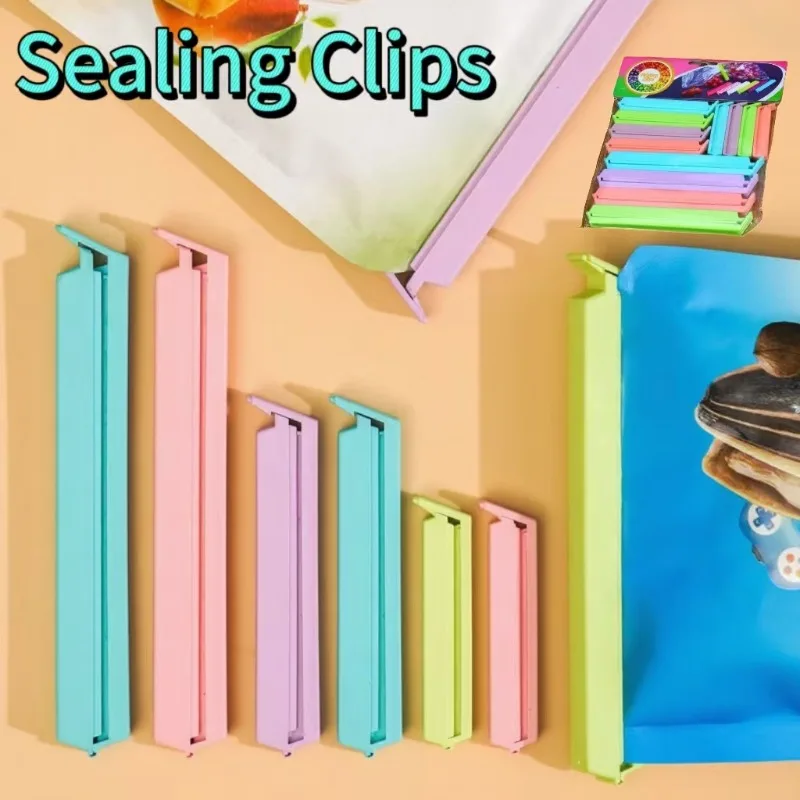 

12 шт./компл., упаковка для еды, закусок, приправ, пластиковый уплотнительный зажим, кухонный герметичный влагостойкий, для использования на кухне и в домашних условиях