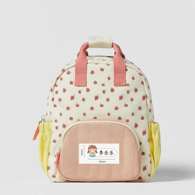 New cotton canvas dopamine strawberry print color matching cute children backpack backpack