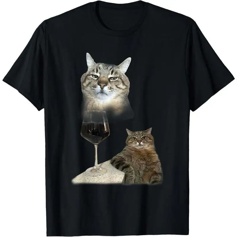 

Funny Cat Wine Graphic T-shirt for Women Men Humorous Pet Animal Top Casual Drinking Slogan Tee Unique Gift for Cat Lovers