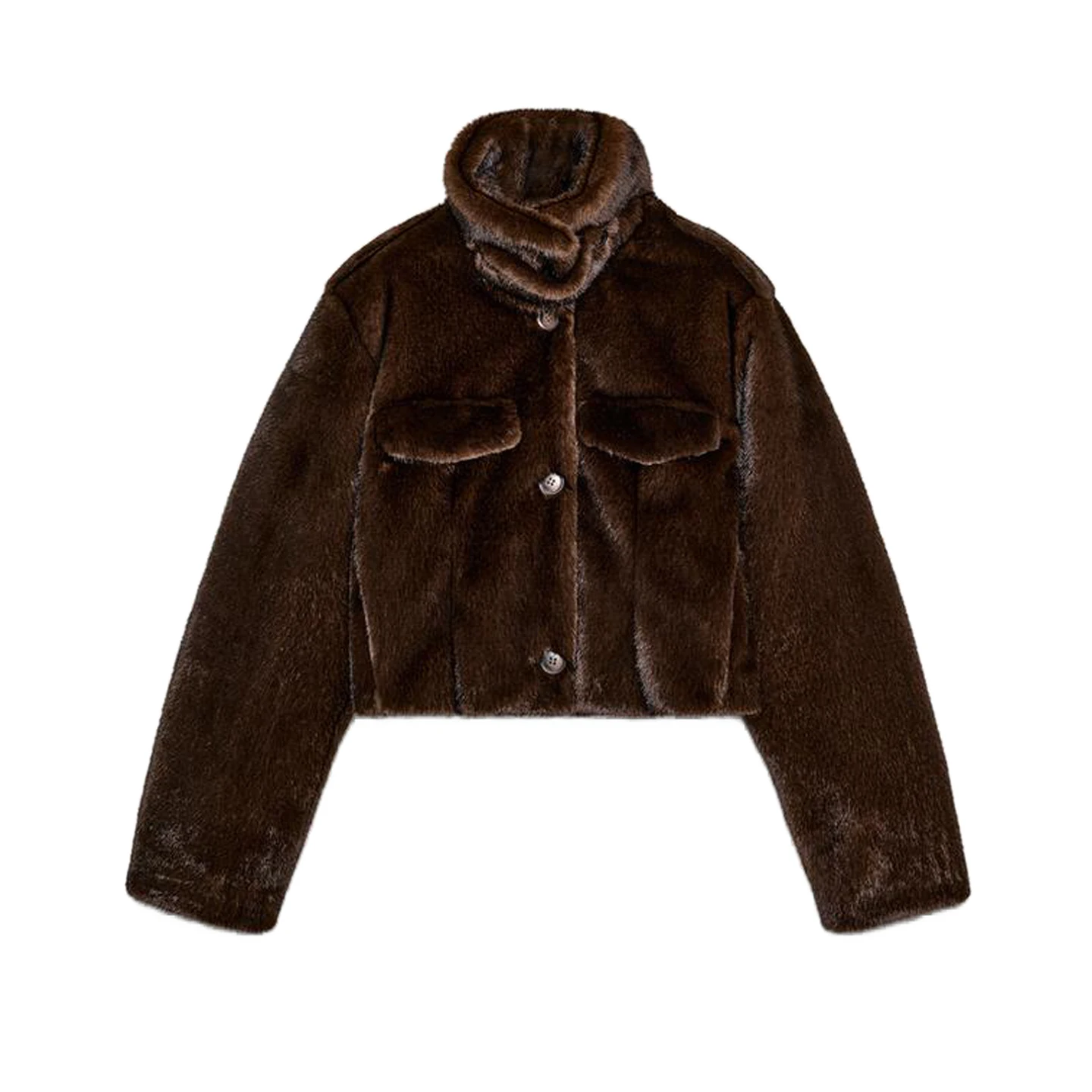 Winter Nieuwe Dames Opstaande Kraag Lange Sve Enkele Knop ort Pilot Jaet Jas Franse Sle Polyestervezel 00% voor Dames...