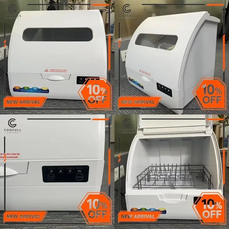 5 Sets Portable Countertop Dishwasher No Installation PTC Heat Drying Compact Mini Dish Washer for Small Kitchen Apartment