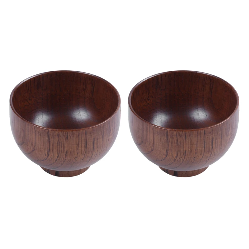 

LJL-2X Wooden Bowls Wooden Soup Bowl Healthy Food Container Vintage Dinner Tableware Kitchen Accessories
