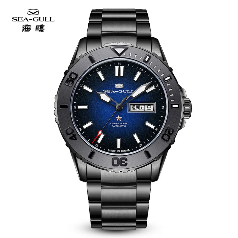 Seagull Bilingual Calendar Luxury Men Automatic Mechanical Watch Sapphire Date Luminous 20Bar Waterproof Clock Ocean Series 1047