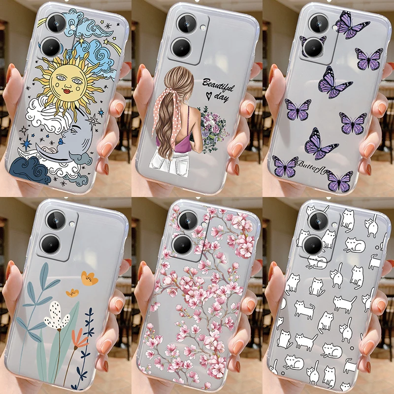 For Realme 10 4G 2022 Case Flowers Cartoon Shockproof TPU Bumper Silicone Soft Phone Cover For Realme10 6.4 inch Funda Coque