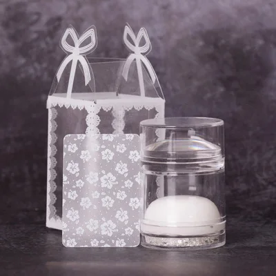 1pc Double Head Clear Jelly Dual Silicone Nail Art Stamper Seal with Scraper Soft Nail Stampers Manicure Stamping Tools With Box