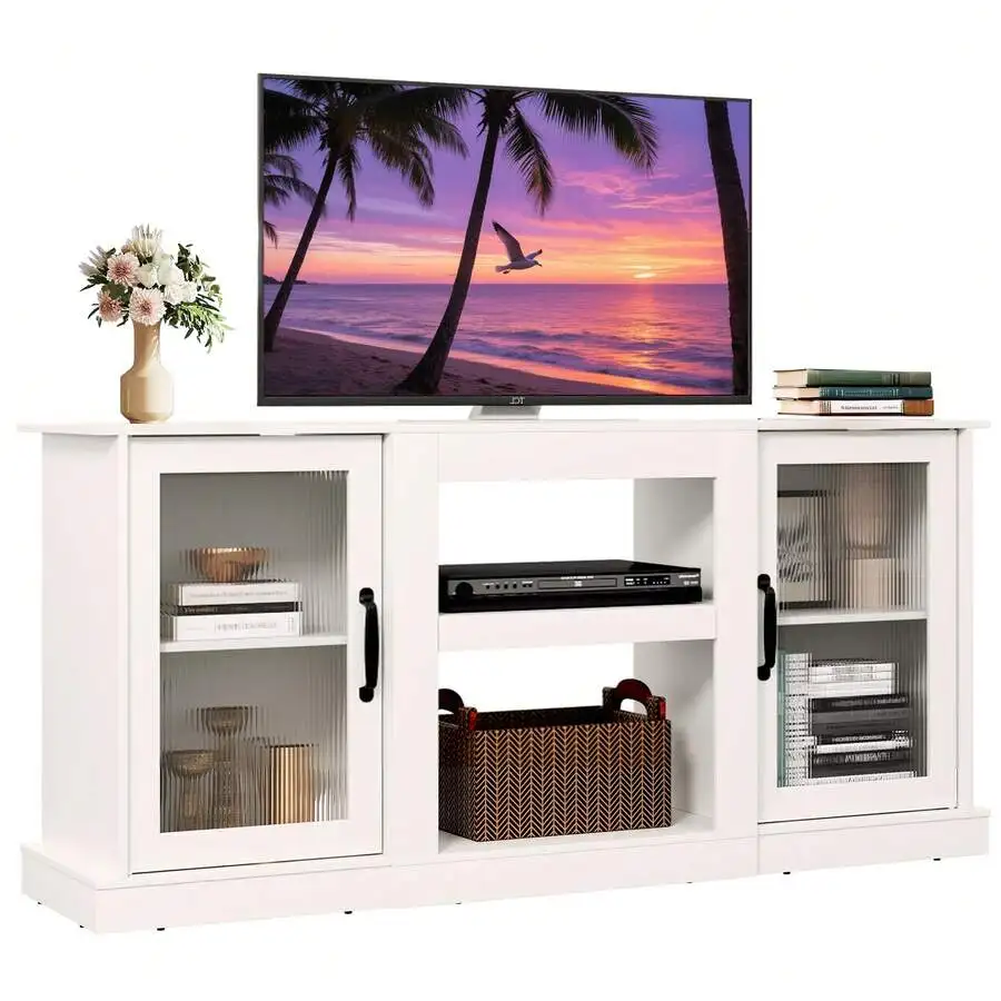 WLIVE 65 Inch TV Stand, Modern Wood TV Console With Open Storage Shelves, Entertainment Center Media Cabinet For Living Room, Be