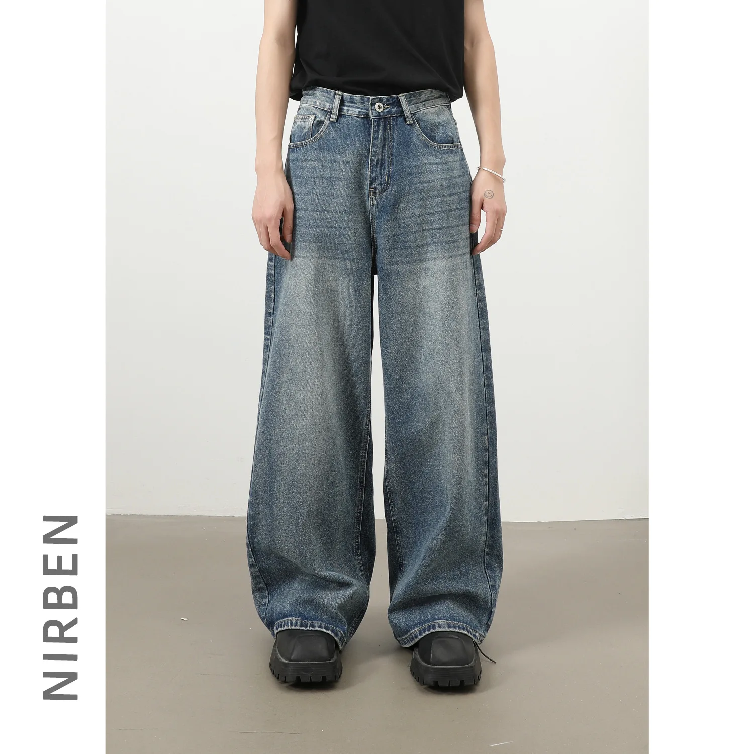 Denim Autumn New Korean Version Simple Basic Commuting Versatile And Thin Jeans Men's Wide-leg Trousers