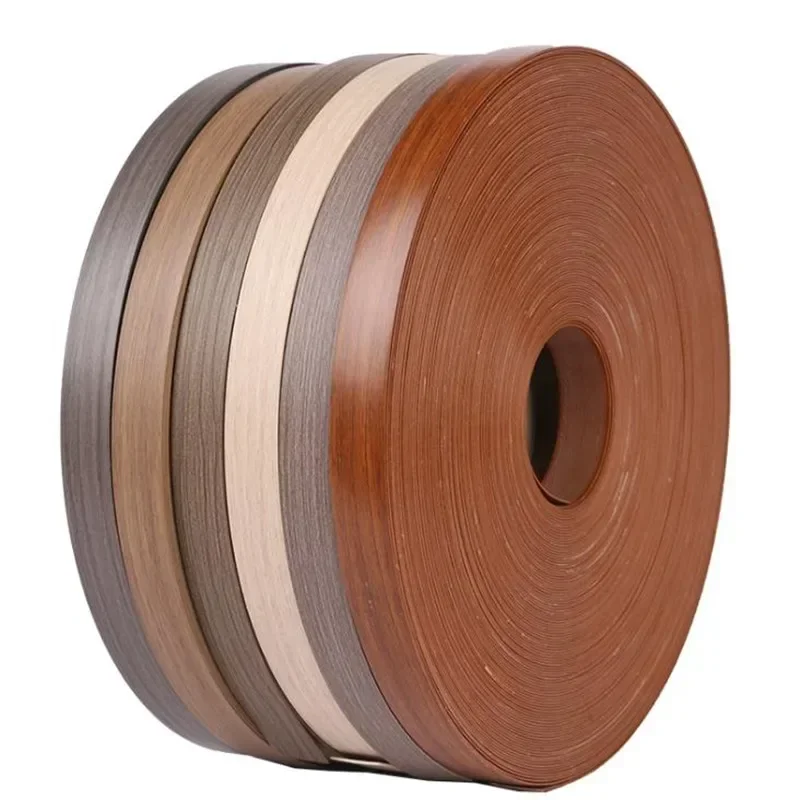 Pre-Glued PVC Wood Edge Banding Decorative Veneer Edge Tape Furniture Cabinet Repair Strip for Plywood Woodworking