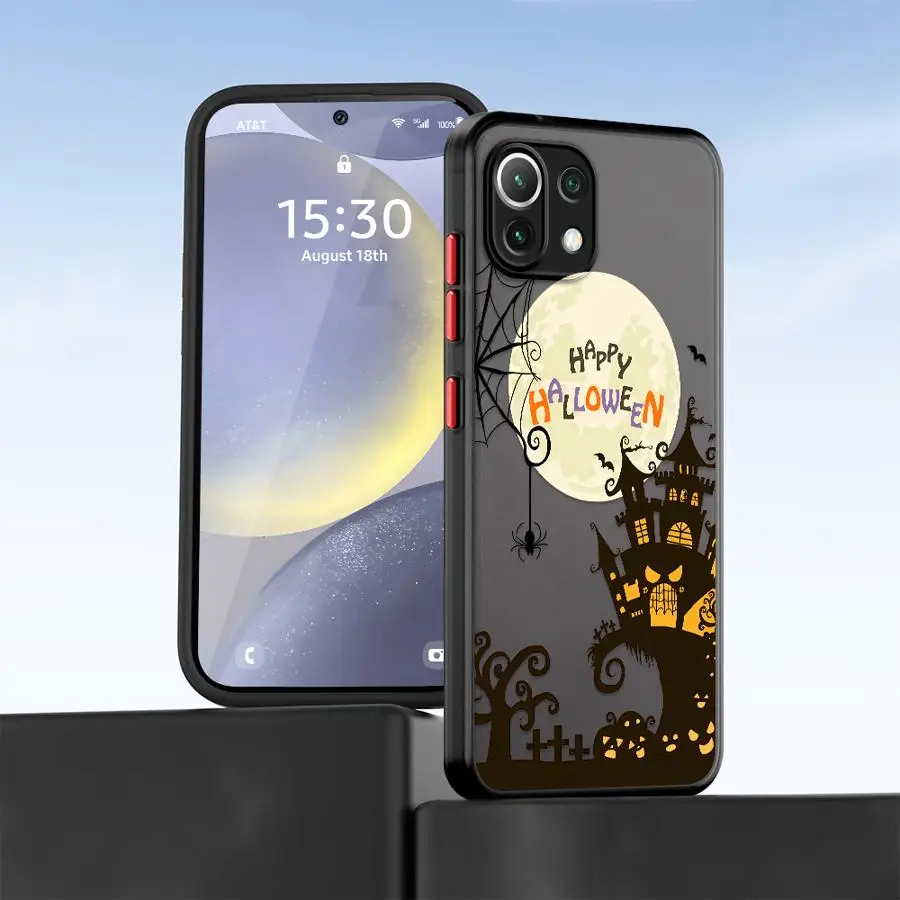 Happy Halloween Castle Bat Witch Back Phone Cover Case for Xiaomi Poco X3 NFC X3 X4 X5 Pro C50 C51 M5s C40 F3