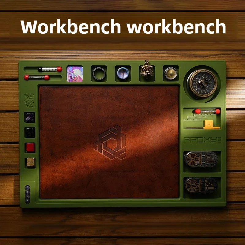 

2025 NewWorkbench WORKBENCH Fingertip Gyroscope Push Plate Leather Pad EDC Accessories Peripheral Storage Desktop Toys