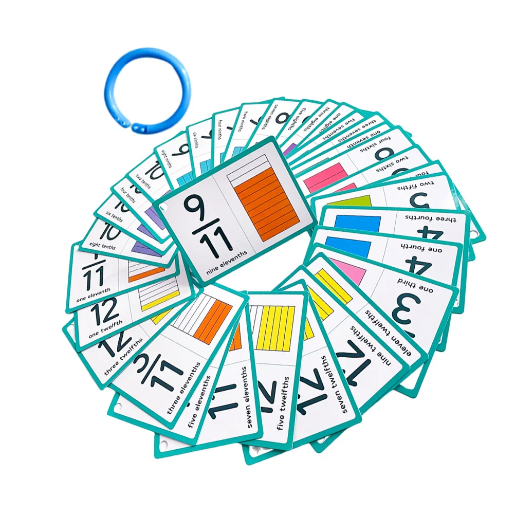 

1Set Fractions Flashcards for Hands on Math Cards Vibrant Illustrations Quick Memory Aid Classroom