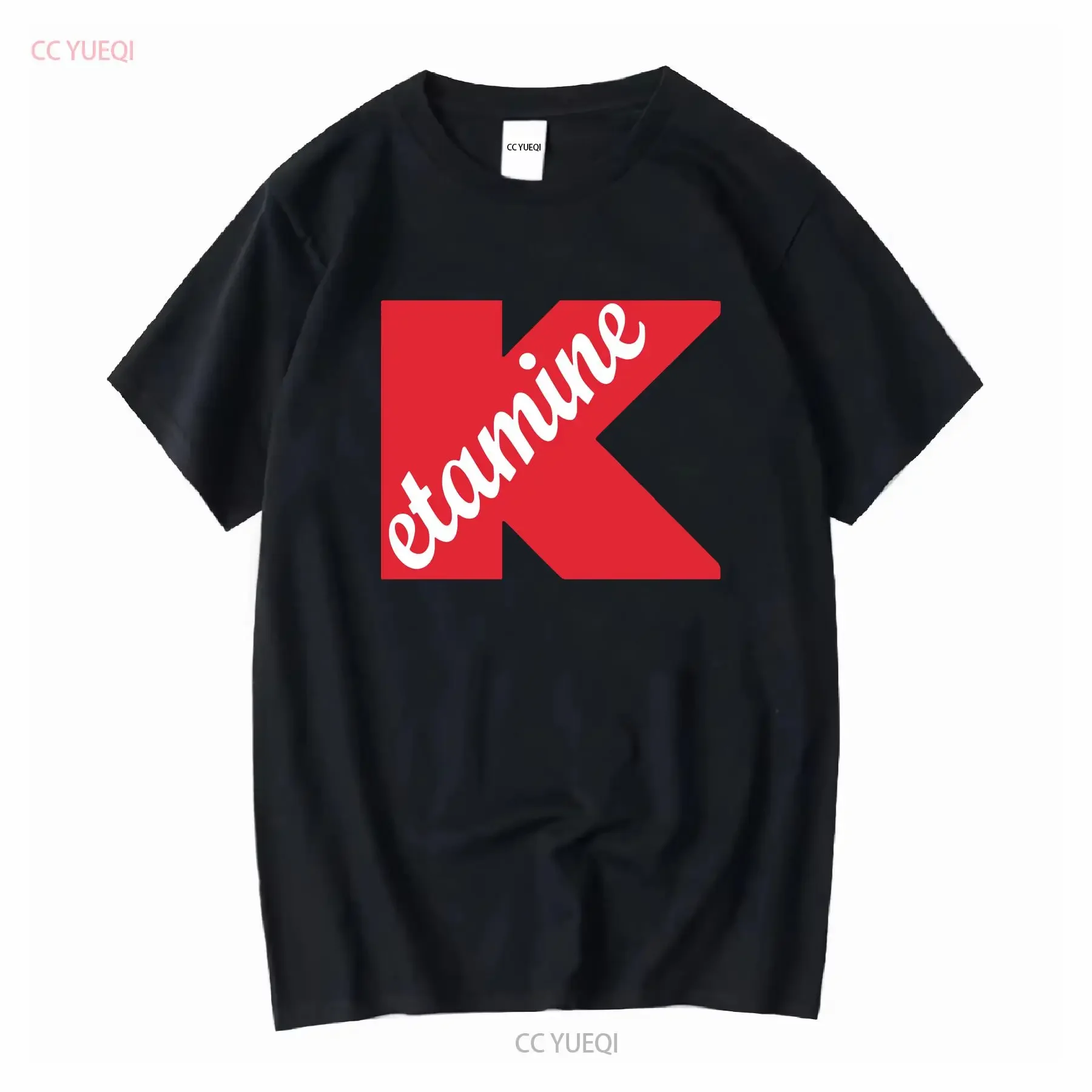 

Funny Logo T shirt Ketamine 100 Cotton Crew Neck Top vintage Washed Comfortable streetwear designer clothes homme Soft graphic