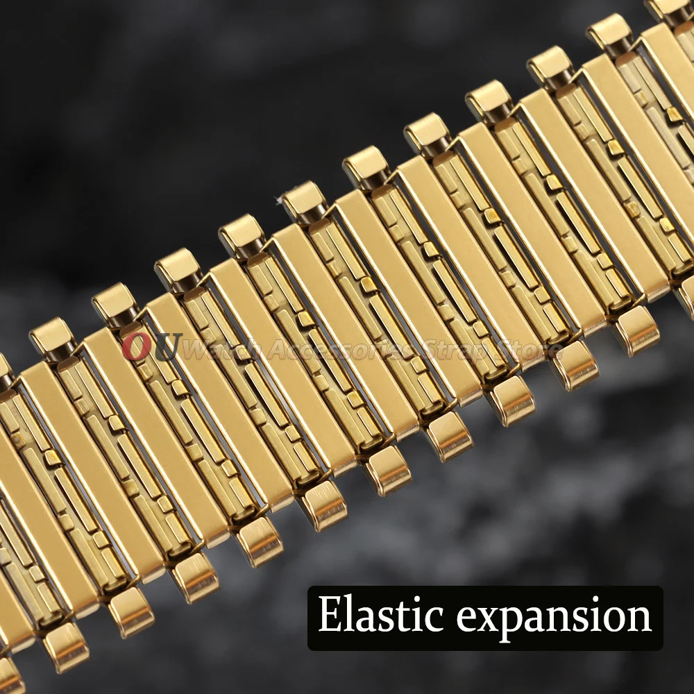 12mm 14mm 16mm 18mm 20mm 22mm Stainless Steel Elastic Watch Band for Seiko Men Women Bracelet Silver Gold Metal Expansion Straps image 3